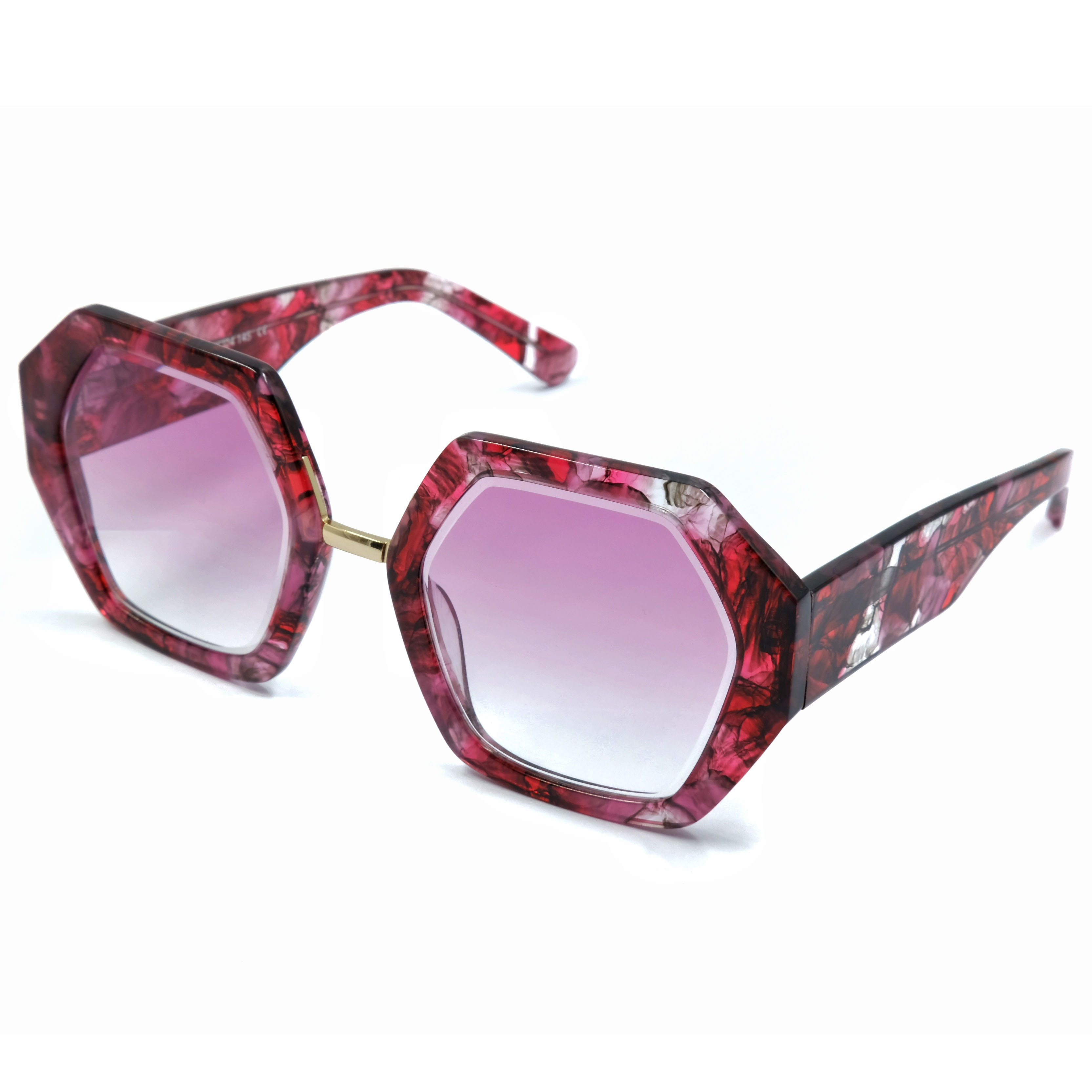 Gafas de sol hexagonales para mujer, de acetato rojo, protección UV personalizadas, cuadradas, polarizadas, para mujer, 2021, tonos de gran tamaño, UV400, moda de lujo
