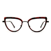 Anteojos de marco óptico de acetato de metal de ojo de gato de acetato de tortuga rojo negro