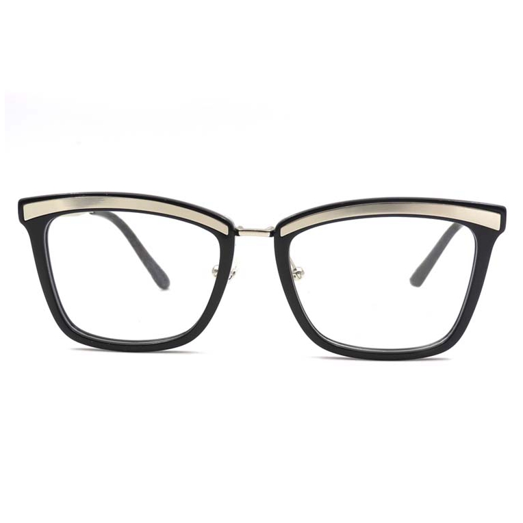 Marcos de anteojos de acetato Gafas ópticas Marco cuadrado Metal