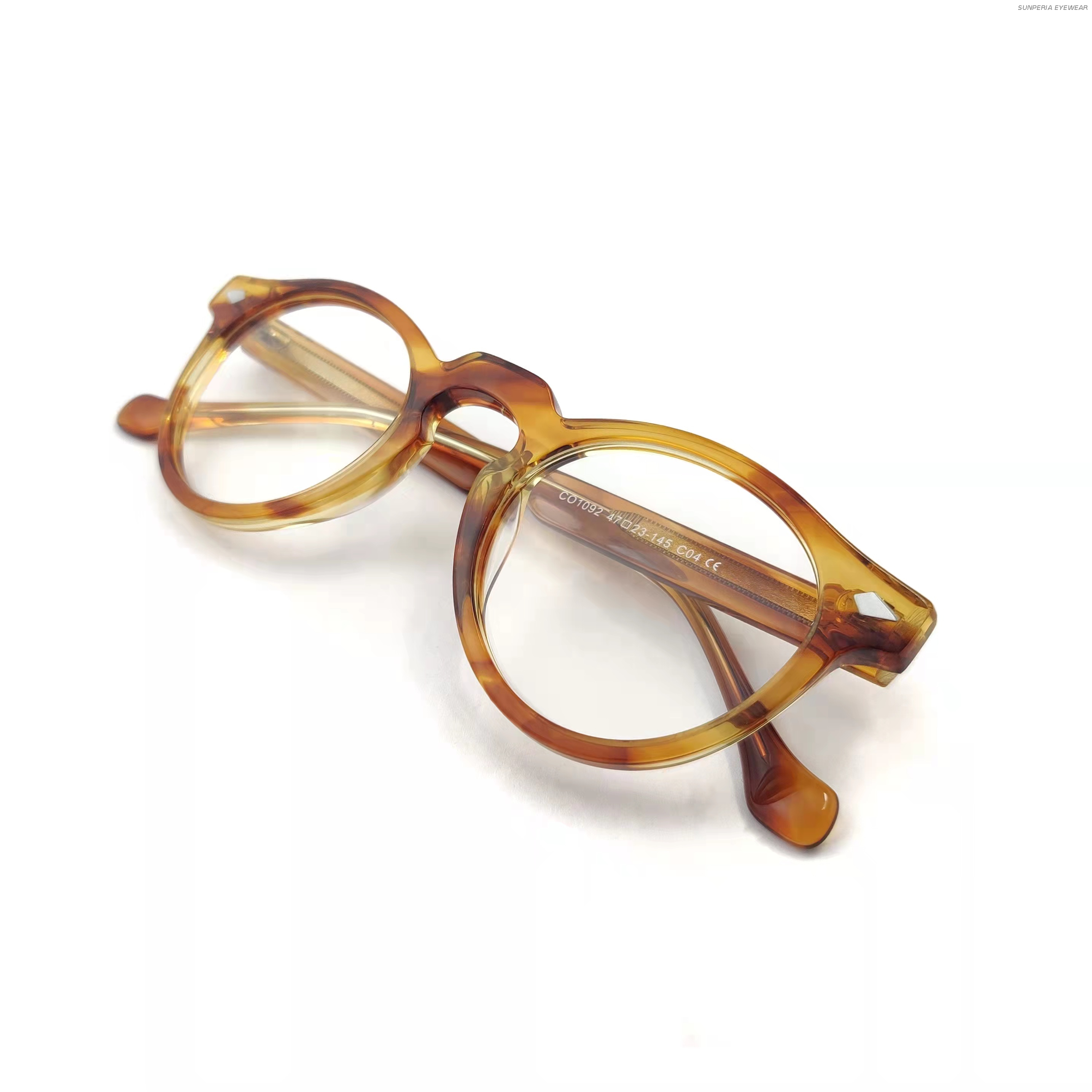 Marcos ópticos redondos de acetato de tortuga Fabricantes de gafas personalizadas Fabricación de marcos ópticos de gafas Gensun