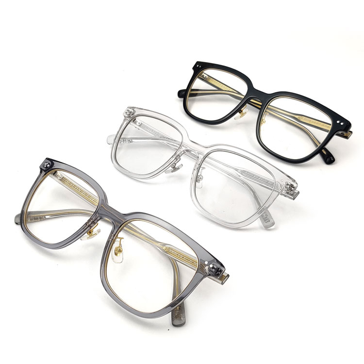 Gafas de acetato gris transparente Gafas Gensun Monturas de gafas personalizadas Monturas de gafas a medida