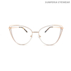 Marcos ópticos de moda de acero inoxidable dorado Marcos ópticos de gafas de ojo de gato